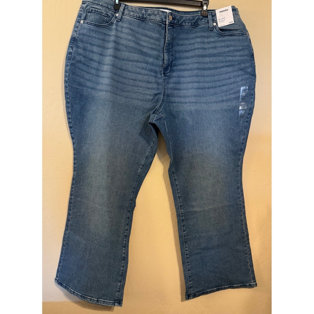 Sonoma Jeans Womenโ 30W Blue Bootcut Stretch Vintage Medium Wash Denim NEW